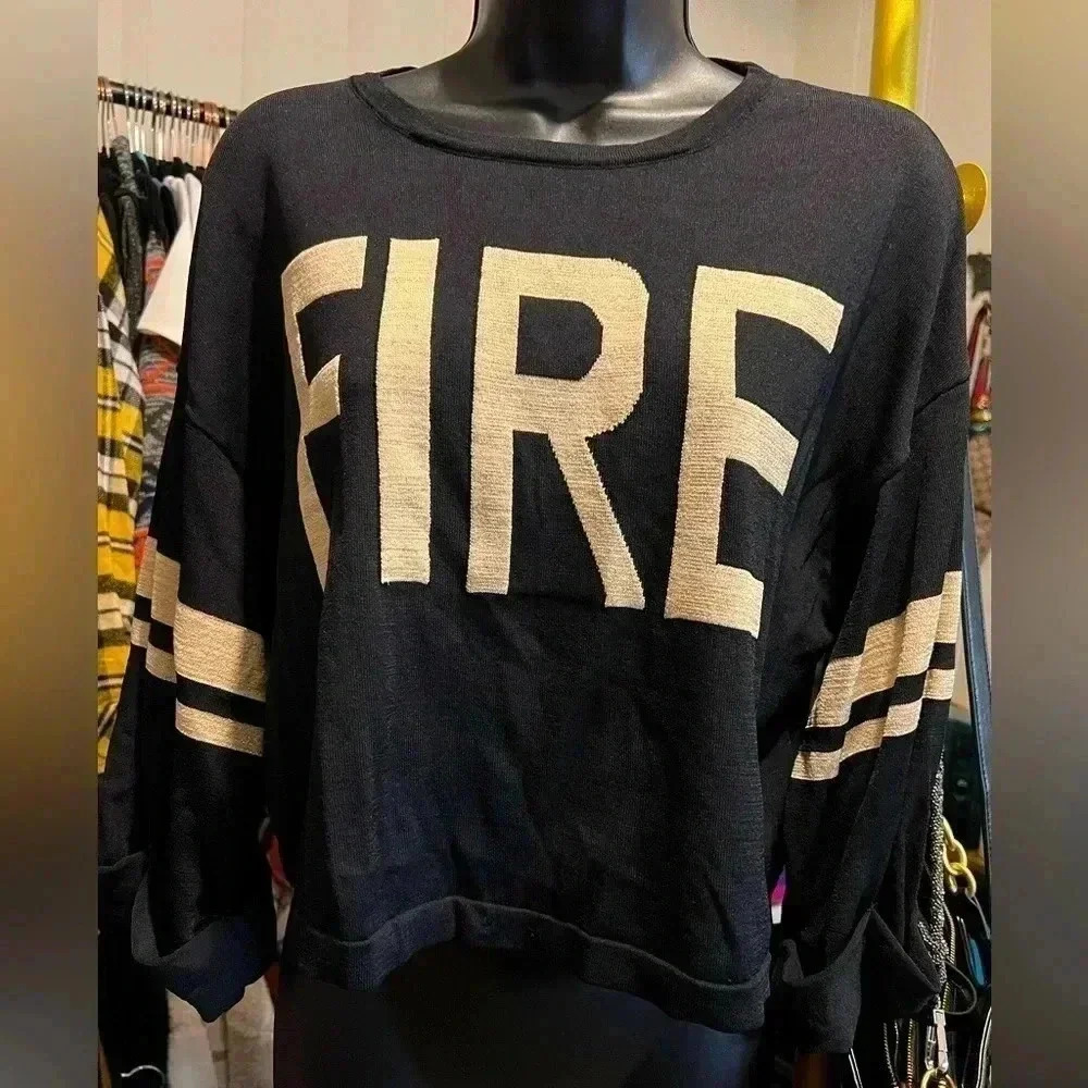 NWOT FIRE Sweater - S - Black, Gold Gabrielle Union NY & Co